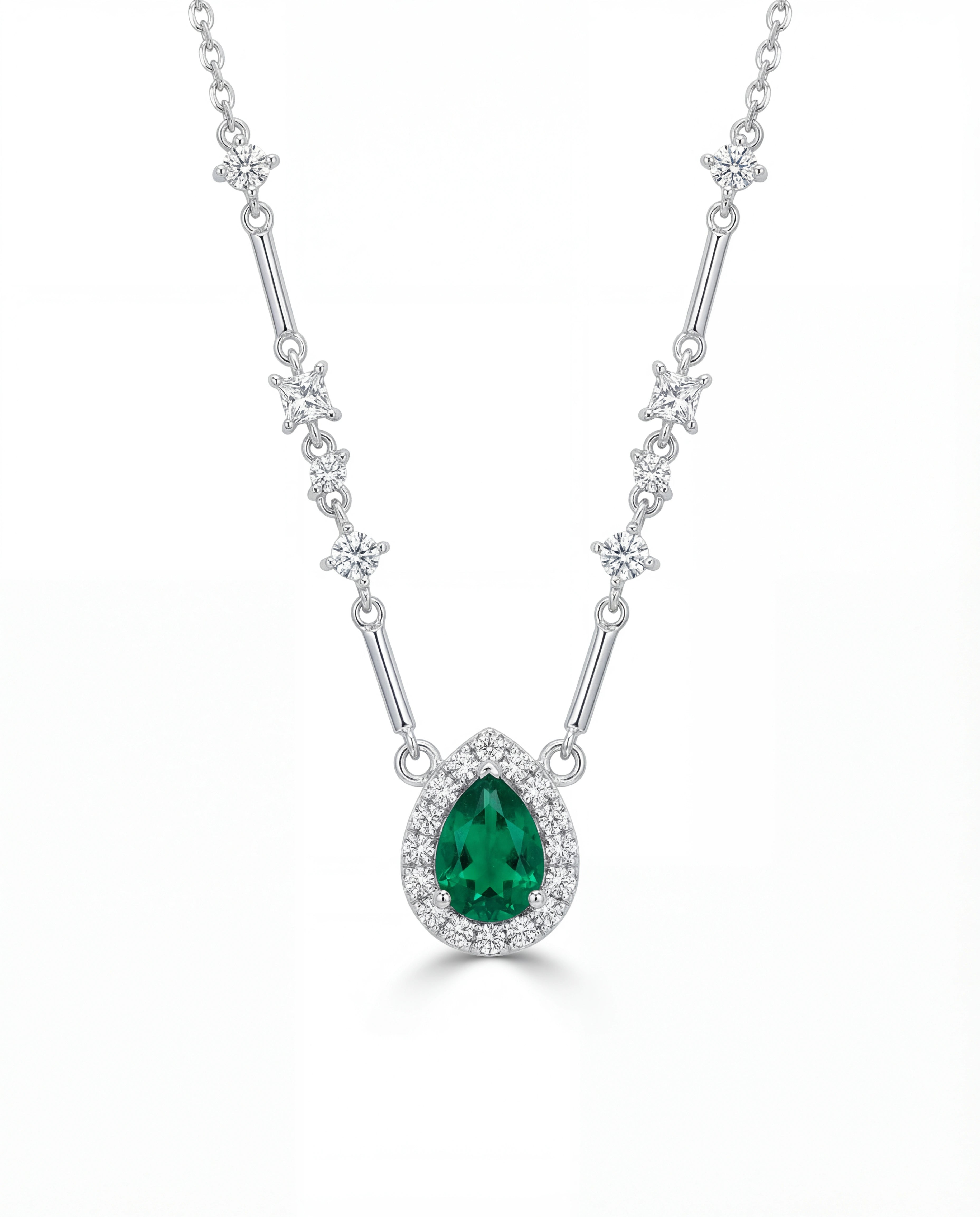 Emerald Radiance Halo Necklace