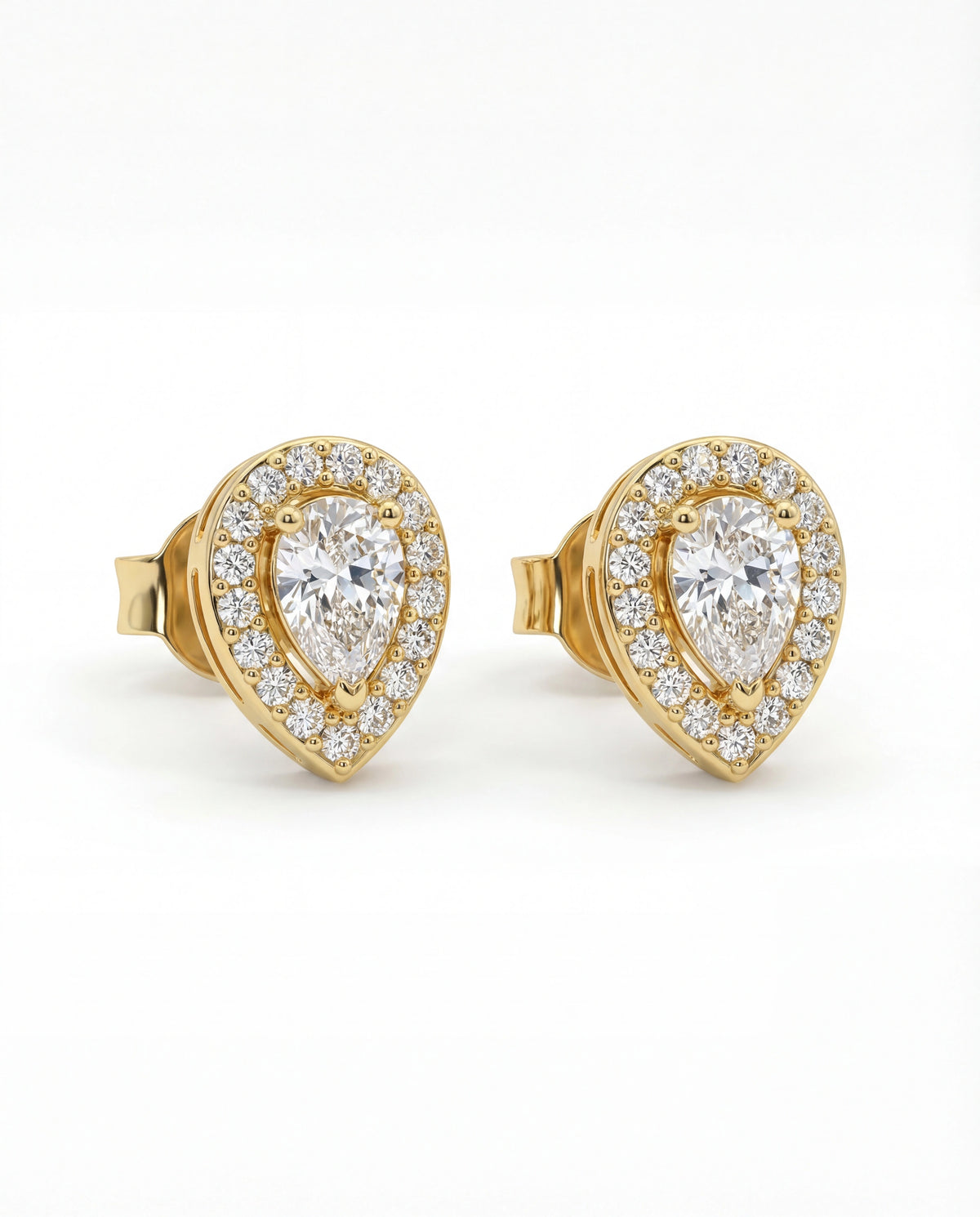 Imperia Pear Halo Stud Earrings