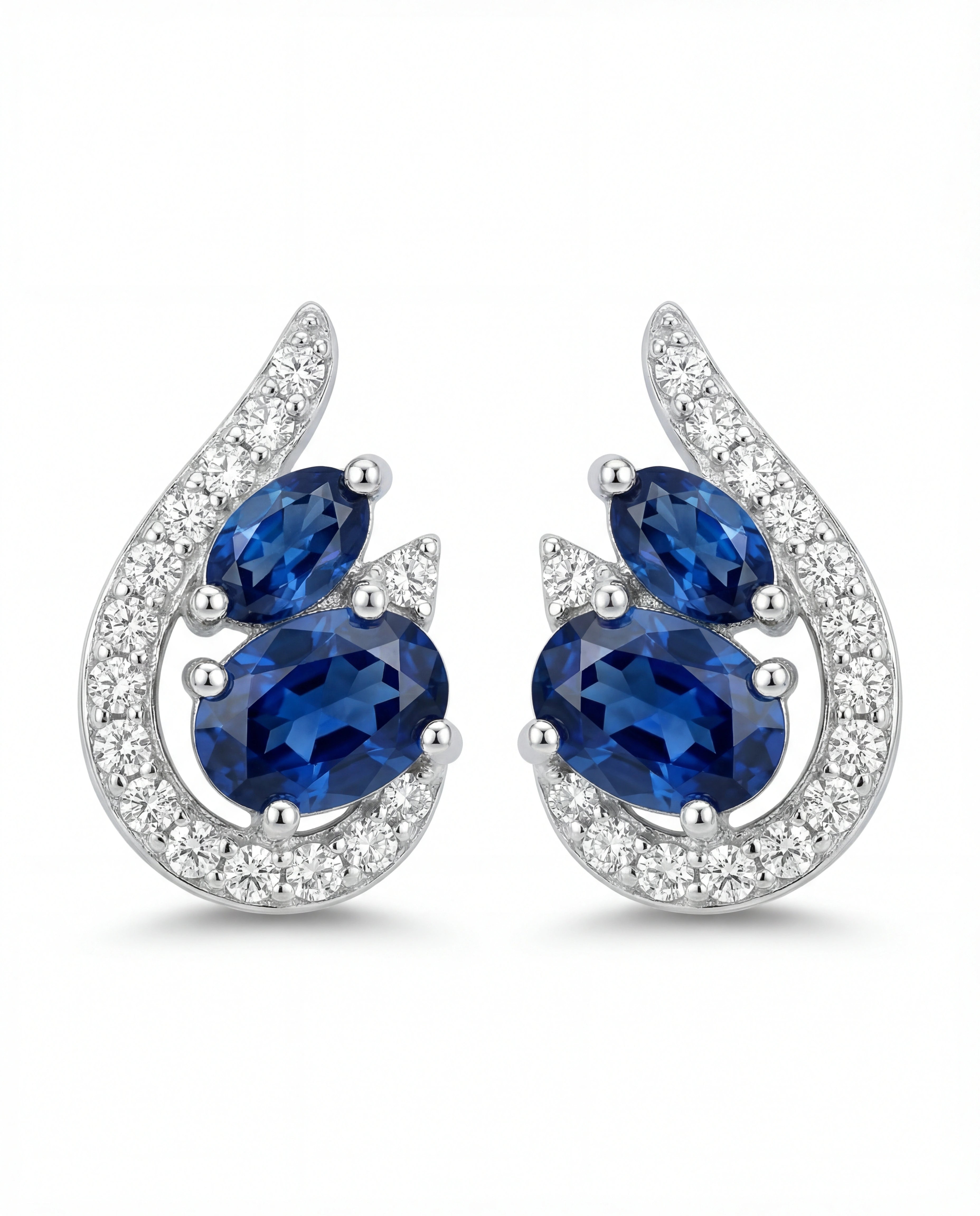 Azure Éclat Swirl Stud Earrings