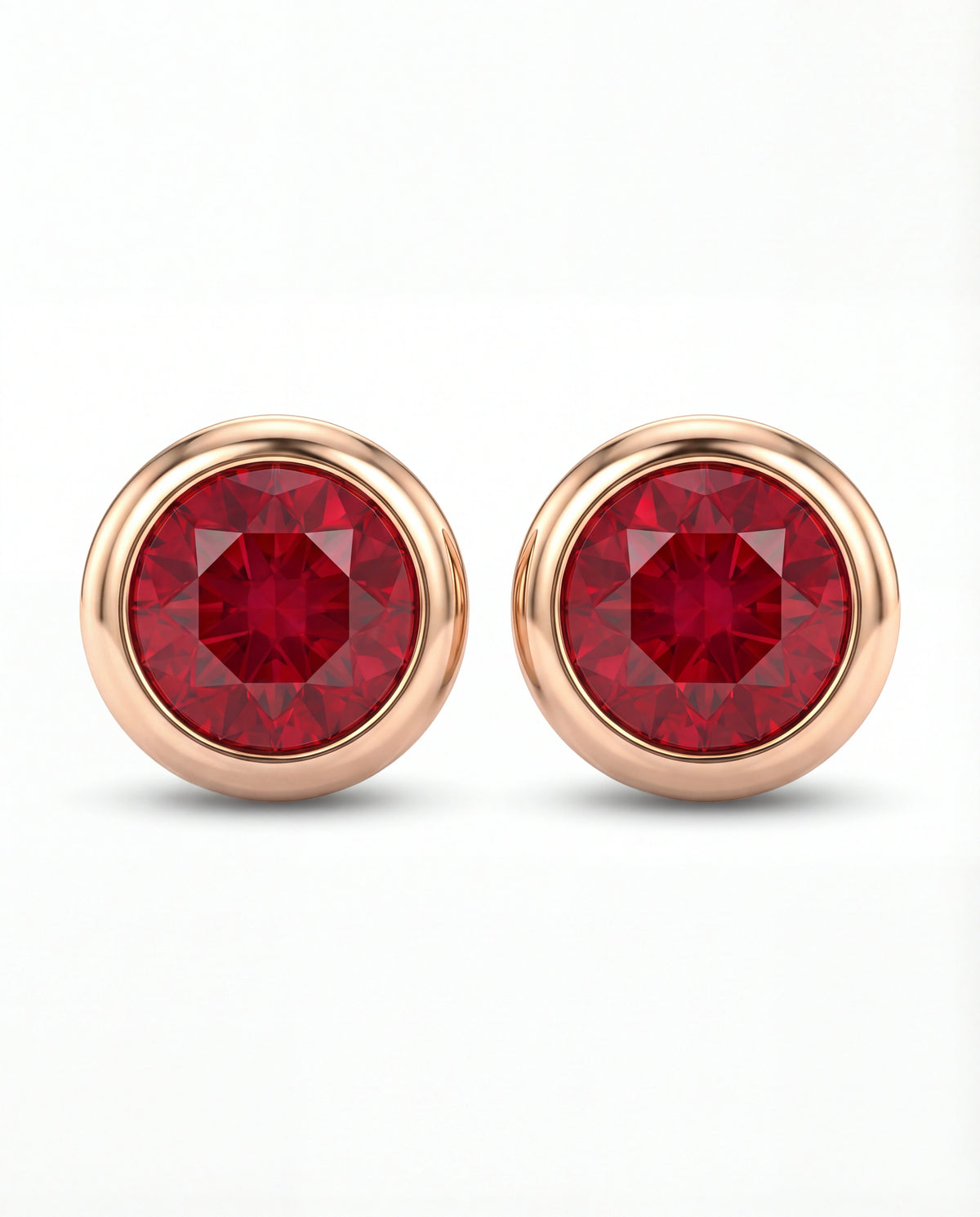 Rosé Rouge Bezel Stud Earrings