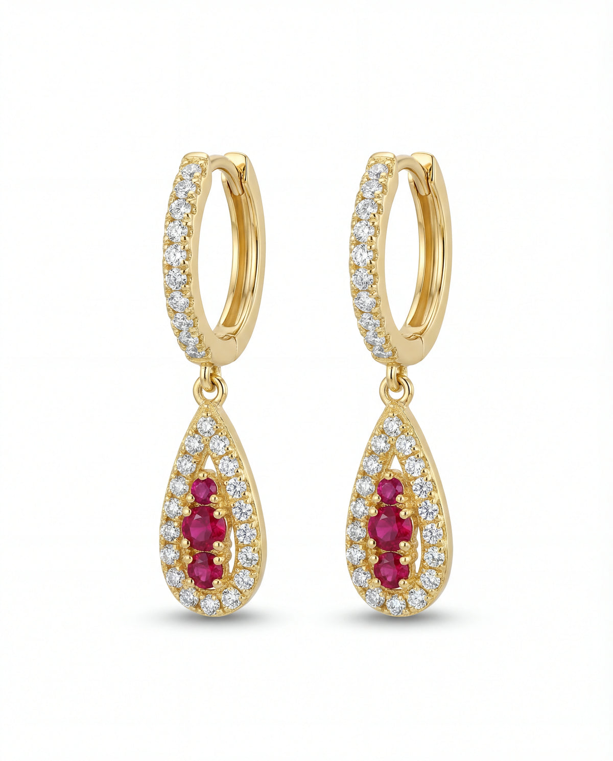 Ruby Étoile Drop Huggie Earrings
